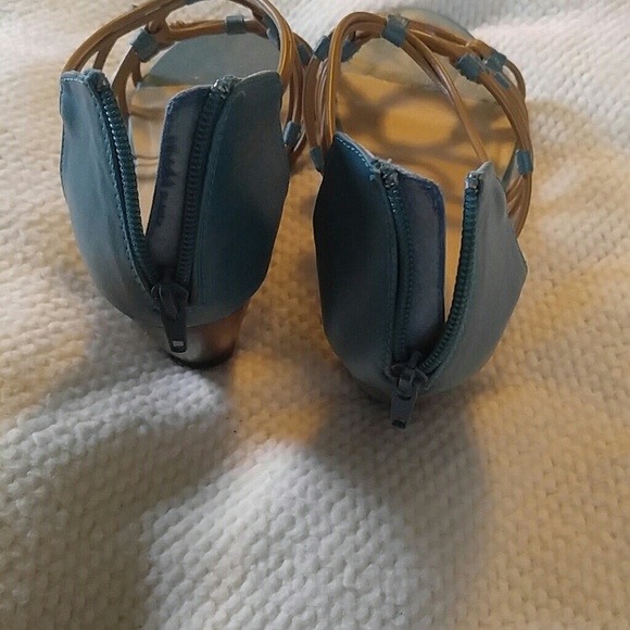 Blue & Tan Wedge Shoes - Picture 3 of 4